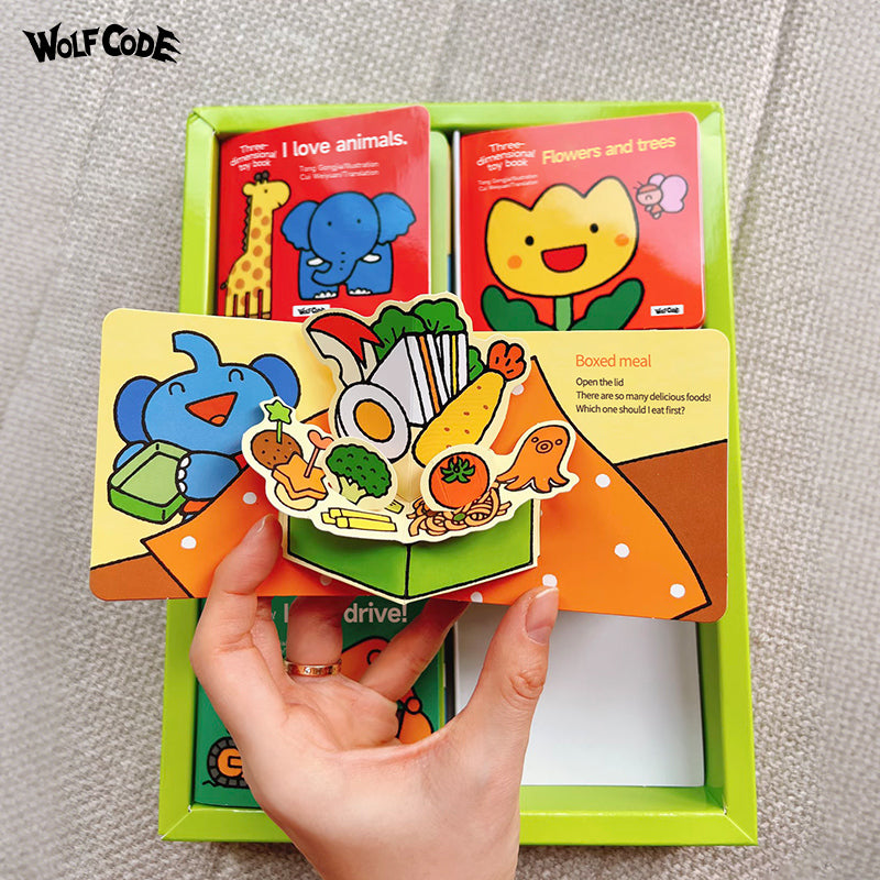 Children's 3D Lift-the-Flap Book: So delicious、Flowers and trees、Let's drive!、Little bug、I love animals、In the sea